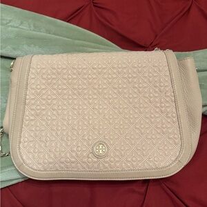 Tory Burch Beige Quilted Crossbody Bag